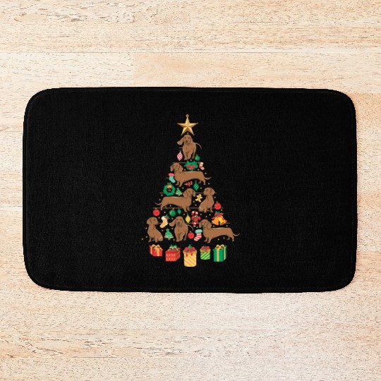 Dachshund Christmas Tree Bath Mats