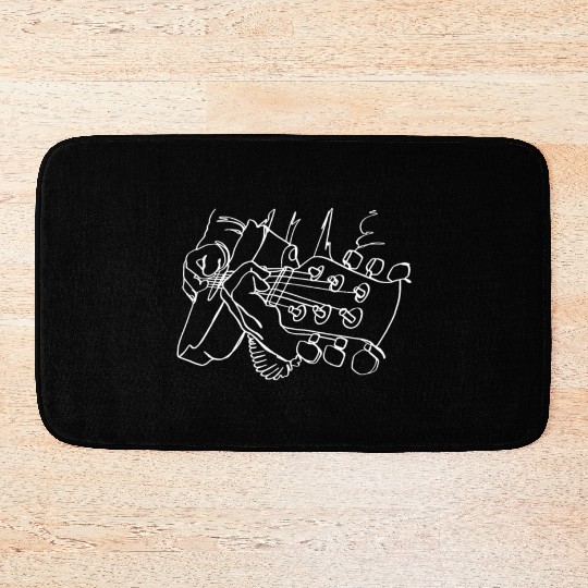 Guitar Oneline Art - Acoustic Guitar Guitar Player Bath Mats