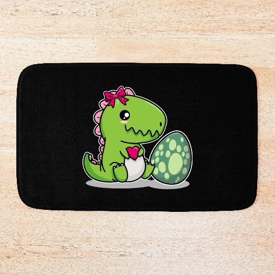 Big sister cute dino siblings boy girl heart love Bath Mats