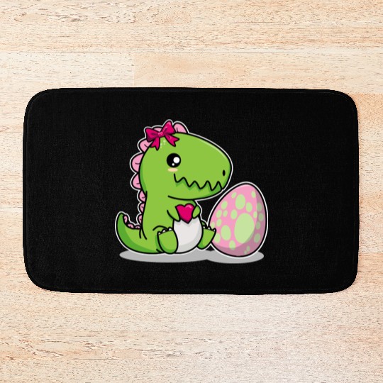 Big sister Cute dino with egg siblings boy girl Bath Mats