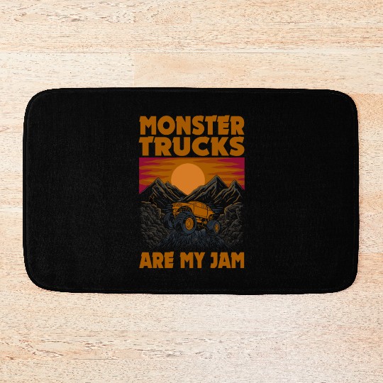Monster Trucks Are My Jam Vintage Retro Bath Mats