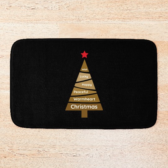 Minimalist Copper Brown Christmas Pine Bath Mats