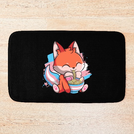 Transgender Pride Kawaii Fox Ramen Noodles Trans F Bath Mats