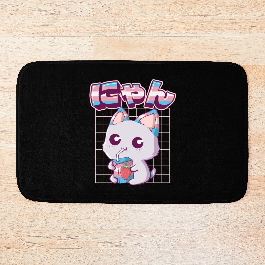 Transgender Pride Kawaii Cat Strawberry Milk Trans Bath Mats