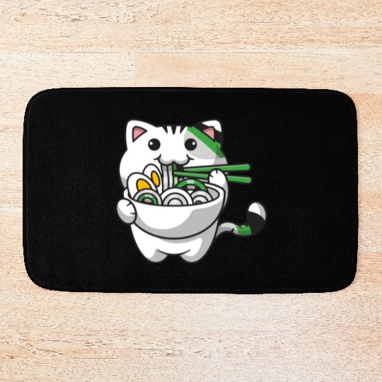 Demiromantic Pride Kawaii Cat Ramen Noodles Bath Mats