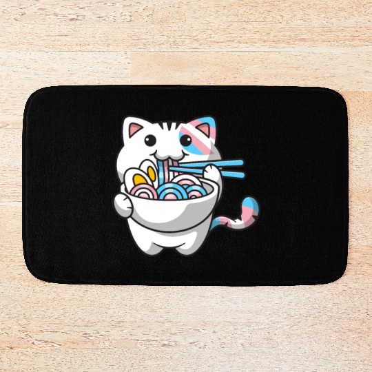 Transgender Pride Kawaii Cat Ramen Noodles Trans F Bath Mats