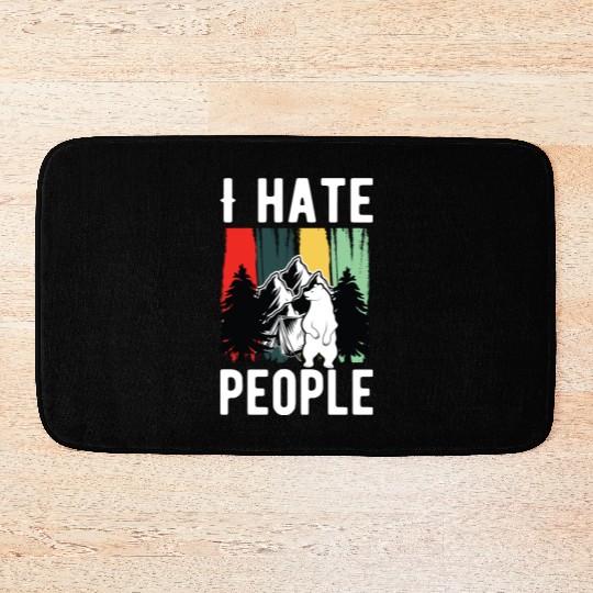 Vintage Camping Costume Of Bear Says I Hate People Bath Mats