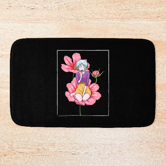 Bloomcore Aesthetic Anime Girl Flowers Cottagecore Bath Mats