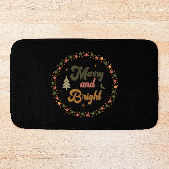 Merry And Bright Groovy Christmas Bath Mats