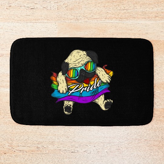 Pug Dog Gay Pride Lgbt Pride Bath Mats