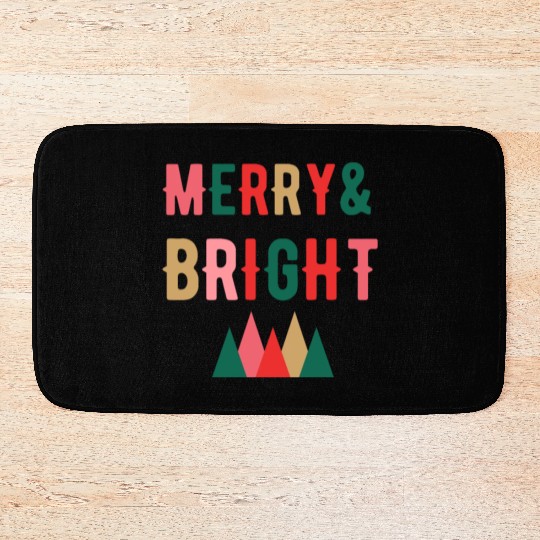 Merry and Bright retro Christmas Bath Mats Bath Mats