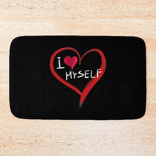 i love me heart text icon Bath Mats