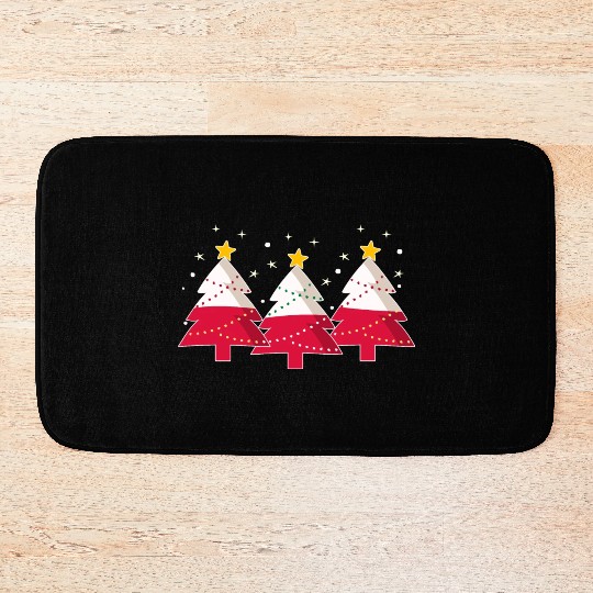 Christmas Tree Polish Flag Poland Bath Mats
