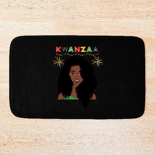 Happy Kwanzaa African Pride Black Woman Bath Mats