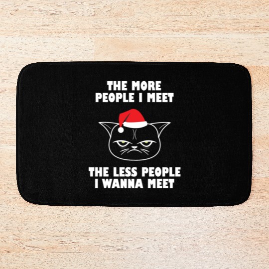 I hate People funny cat christmas gift idea Bath Mats