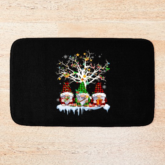 Gnomes Merry Christmas Light Family Gnome Xmas Bath Mats