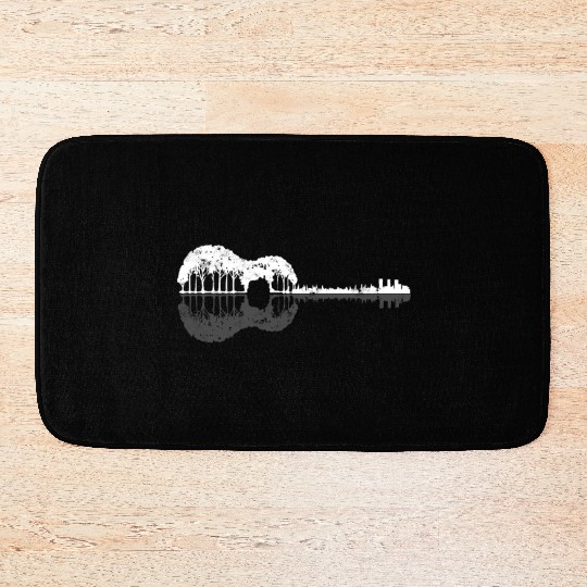 Lake with guitar reflection - guitar lover Bath Mats