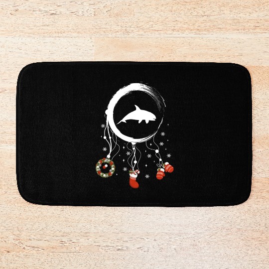 Winter dreamcatcher Christmas Orca Bath Mats