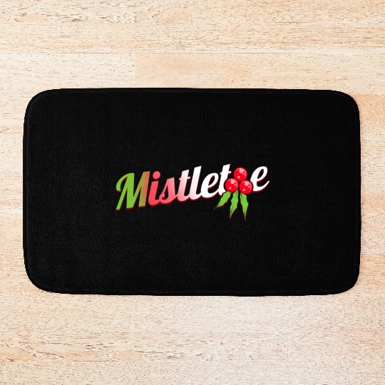 Green Red White Mistletoe Logo For Christmas Bath Mats