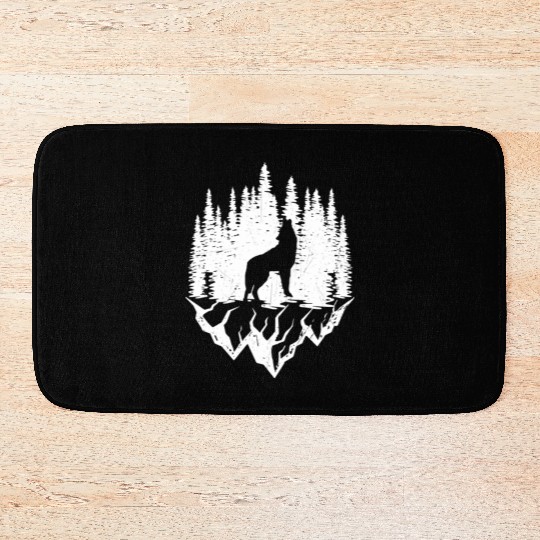 Grey Wolf Wilderness Nature Mountains Wildlife Cam Bath Mats