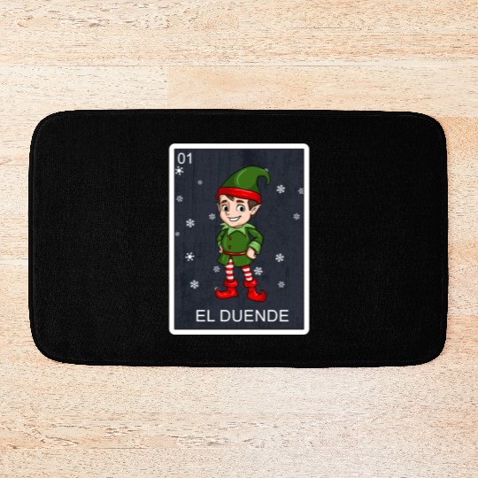 El Duende The Elf Card Mexican Lottery Christmas Bath Mats