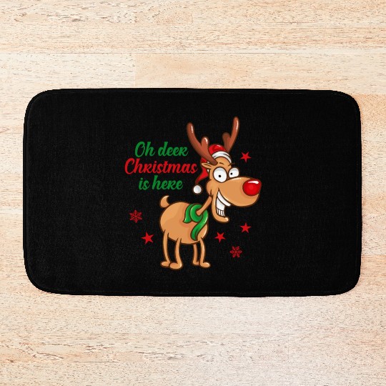 Reindeer Rudolph deer Christmas Is Here Bath Mats