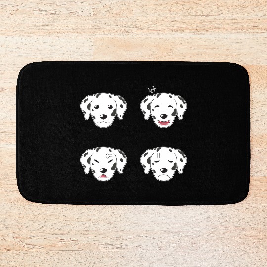 Funny Dalmatian Dog Cartoon Faces Bath Mats