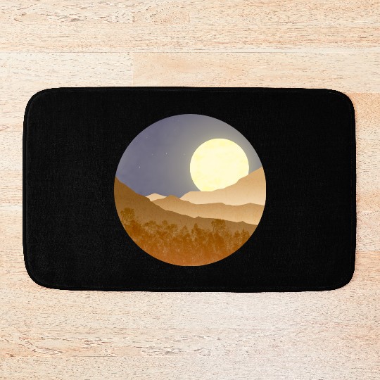 Nightscape with full moon Bath Mats