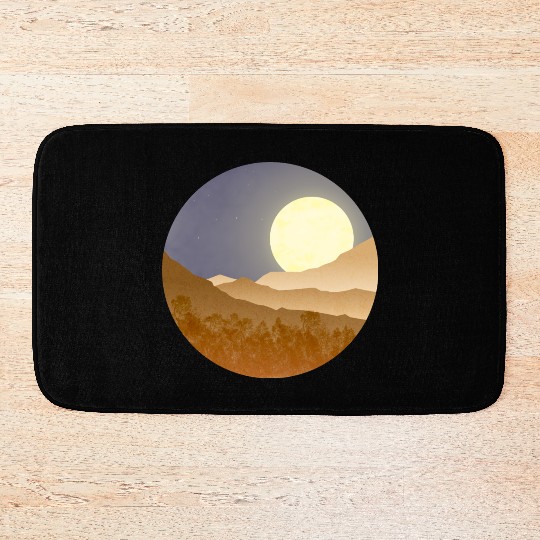 Nightscape with full moon Bath Mats