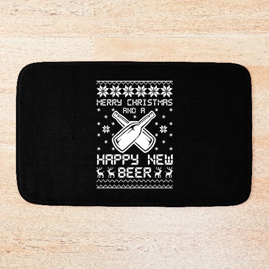 Merry Christmas And Happy New Beer Bath Mats