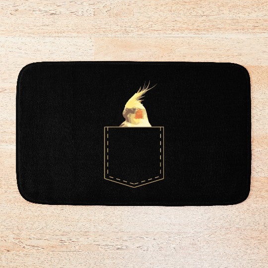 Cute Cockatiel Funny Pocket Parrot Lover Bath Mats