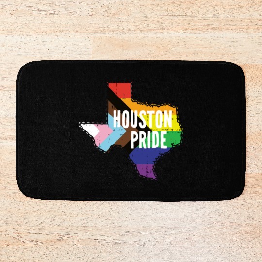 Houston Pride Gay Lesbian Queer Texas Rainbow Flag Bath Mats