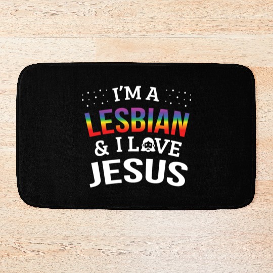 LGBT Gay Pride Lesbian I'm a Lesbian I Love Jesus Bath Mats