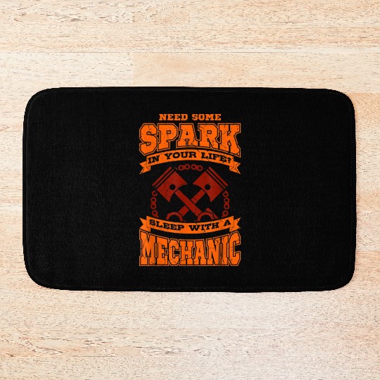 Sleep With A Mechanic Funny Car Mechanic Muscle Bath Mats