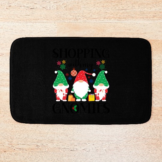Shopping With My Gnomies, Holiday Shopping Gnomes Bath Mats