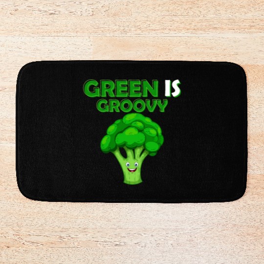 Green Is Groovy Vegetable Broccoli Bath Mats