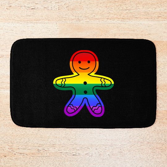 Christmas LGBT gingerbread man Bath Mats