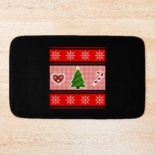 Christmas trilogy - red Christmas Bath Mats