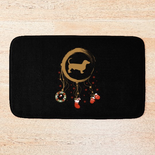 dog dreamcatcher Christmas Dachshund Bath Mats