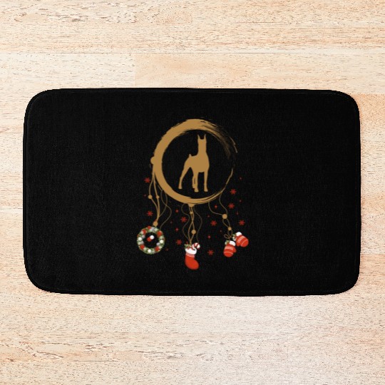 dog dreamcatcher Christmas Doberman Bath Mats