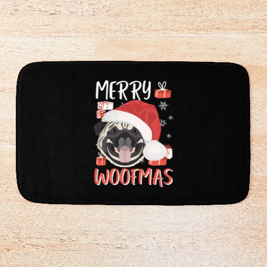 Pug Merry Christmas Bath Mats