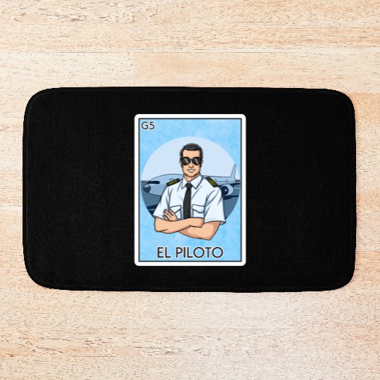 El Piloto The Pilot Card Mexican Lottery Card Bath Mats