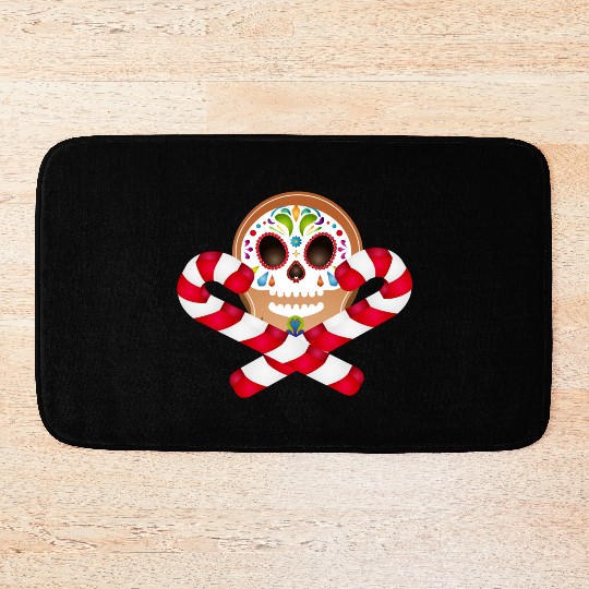 Gingerbread man Sugar Skull decor for Christmas Bath Mats