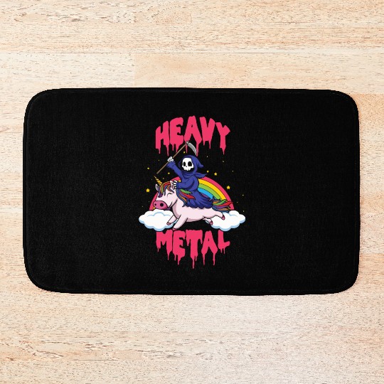 Grim Unicorn Rainbow Metal Music Heavy Rock Bath Mats