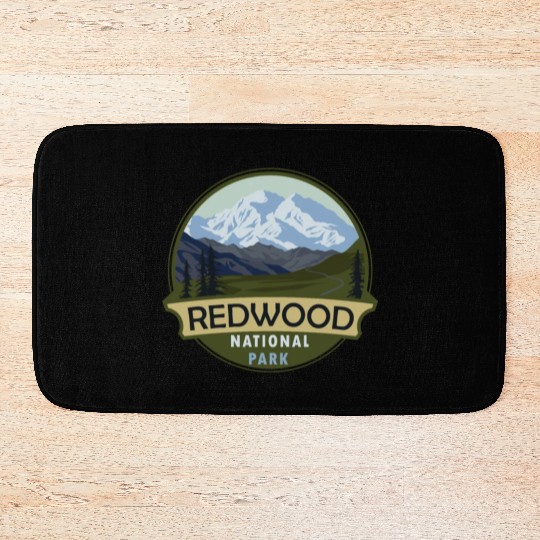 Cool Vintage Retro Redwood National Park Mountain Bath Mats