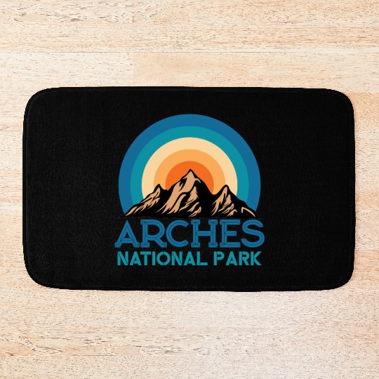 Cool Vintage Retro Arches National Park Mountain Bath Mats