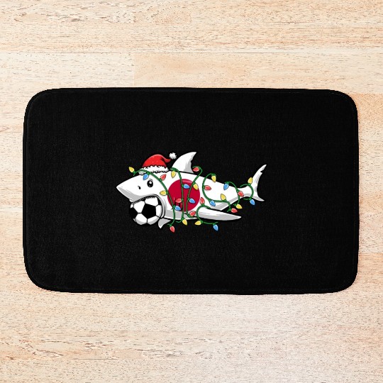 Christmas Bath Mats, Santa Shark Soccer Jersey