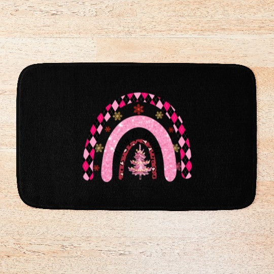 Xmas Christmas Merry and Bright Snowflakes Bath Mats