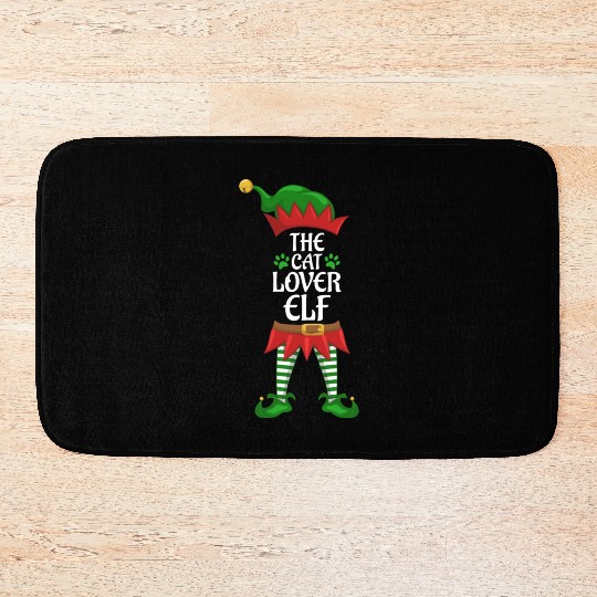 Cat Lover Elf Family Matching Christmas Party Bath Mats