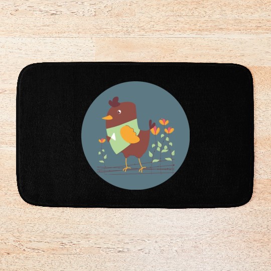 Kawaii cute chicken for farmers own farm animals Bath Mats